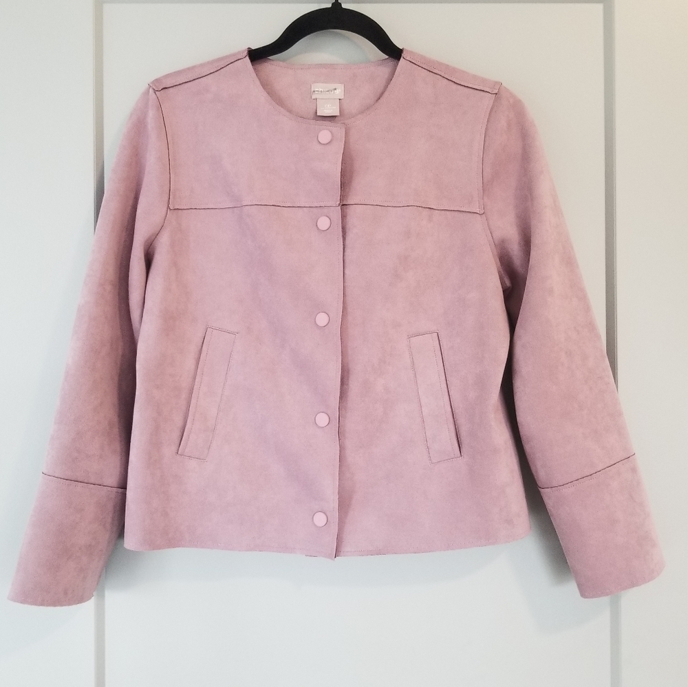 Chico's Purple Faux Suede Jacket Size 0P U.S. Size 4/6P - Picture 4 of 10